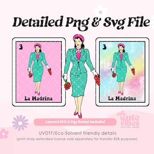 La Dama PNG SVG, La Madrina Lotería Mexicana PNG Svg para imprimir, Sublimación y Archivos de Corte para Cricut y Silhouette