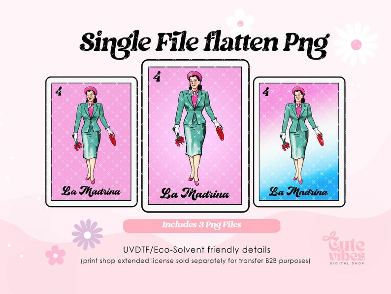 La Dama PNG, La Madrina Mexican Loteria PNG, La Madrina Loteria Style for print, Sublimation Digital flatten file instant download image 1
