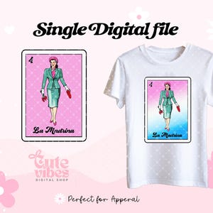 La Dama PNG, La Madrina Mexican Loteria PNG, La Madrina Loteria Style for print, Sublimation Digital flatten file instant download image 2