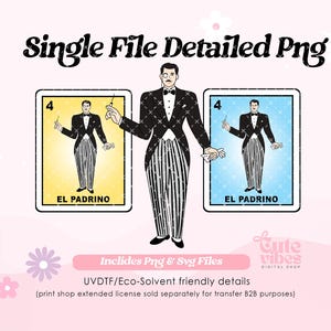 El Padrino PNG, God father Mexican Loteria PNG for print, El Padrino Svg Sublimation