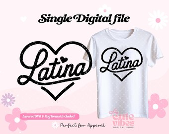 Latina Slim Heart Svg, Cute Latina Png, Latina Script Svg, Latina Love Svg, Latina Sublimation, Hispanic Quote Svg