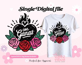 Corazon Sagrado SVG and PNG, Latina svg, Hispanic Heart svg, Spanish Valentine Svg, Latina Png Sublimation