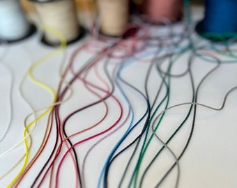 1.5mm Rayon Silky Twisted Cord. Super fine narrow silky cord, ribbon in lots of colours!