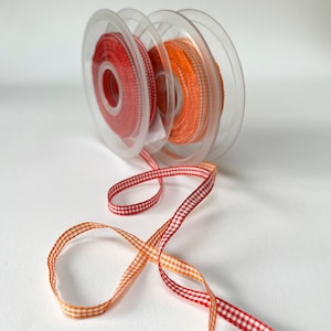 5mm (1/4&quot;) breed Gingham ruit taf lint in 2 kleuren. Smal rustiek lint, Verkocht per meter