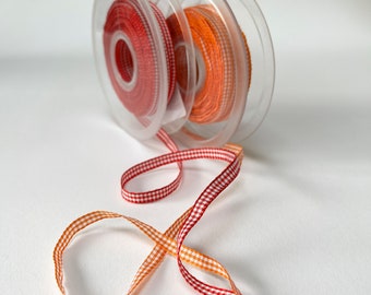 5mm (1/4&quot;) breites Karo Taftband in 2 Farben. Schmales rustikales Webband, Meterware