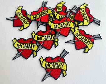 Mommy Tattoo Heart embroidered patch