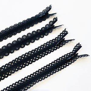 Lace Edge Invisible Zip, Back fancy Concealed dress zippers - 70cm length