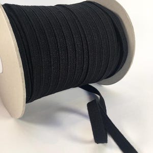 Black 11mm Organic Cotton Elastic. 1/2&quot; wide Eco friendly plastic-free Soft Bra Elastic Organic cotton & natural rubber Biodegradable