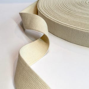 28mm Organic Cotton Elastic. Natural Ecru colour. 1&quot; wide Eco friendly Biodegradable Waistband Elastic Organic cotton and natural rubber