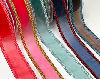 Sheer Line Edge Organza Band, 38mm - 1.5&quot; breit von May Arts. Meterware