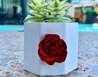 Mini Hexagonal Pot Small Concrete Planter With Drainage Succulent Home Decor Office Desk Accent Airplant Pot Tealight Party Favor Gift Idea