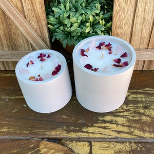 My Love Spell Candles Handmade Concrete Candles, Candle Gift, Gift for Her, Floral Candle