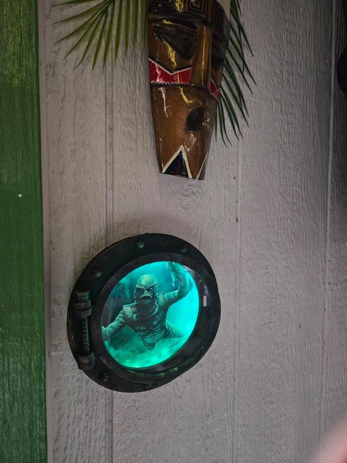 Image showcasing Creature From the Black Lagoon Porthole | LED Wall Decor | Horror Tiki ...