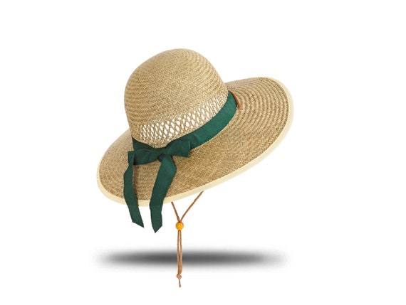 Wide Brim Straw Gardening Hat, Natural Fibers, Adjustable Tie, Sun Protection