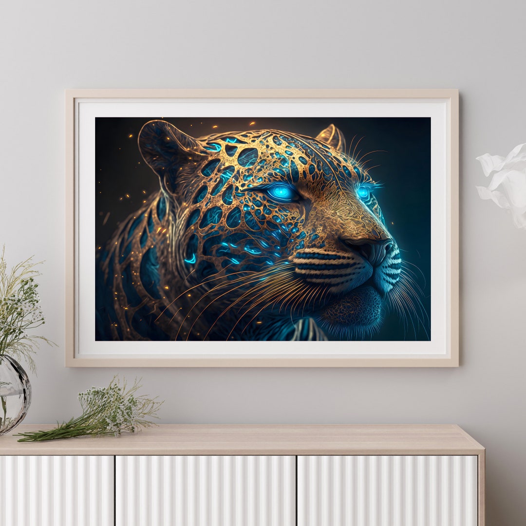 Jaguar Wall Art Prints Spiritual Wall Art Gifts for Him Her Ayahuasca Ceremony Psychedelic DMT