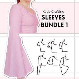 Sleeves Bundle Sewing Pattern 6 Mix & Match Sleeves Digital PDF Sewing Pattern XS 5XL Instant Download image 1