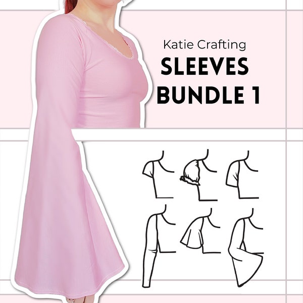 Sleeves Bundle Sewing Pattern | 6 Mix & Match Sleeves | Digital PDF Sewing Pattern | XS - 5XL | Instant Download