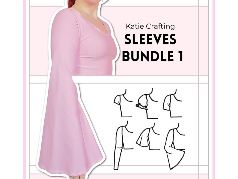 Sleeves Bundle Sewing Pattern 6 Mix & Match Sleeves Digital PDF Sewing Pattern XS 5XL Instant Download image 1