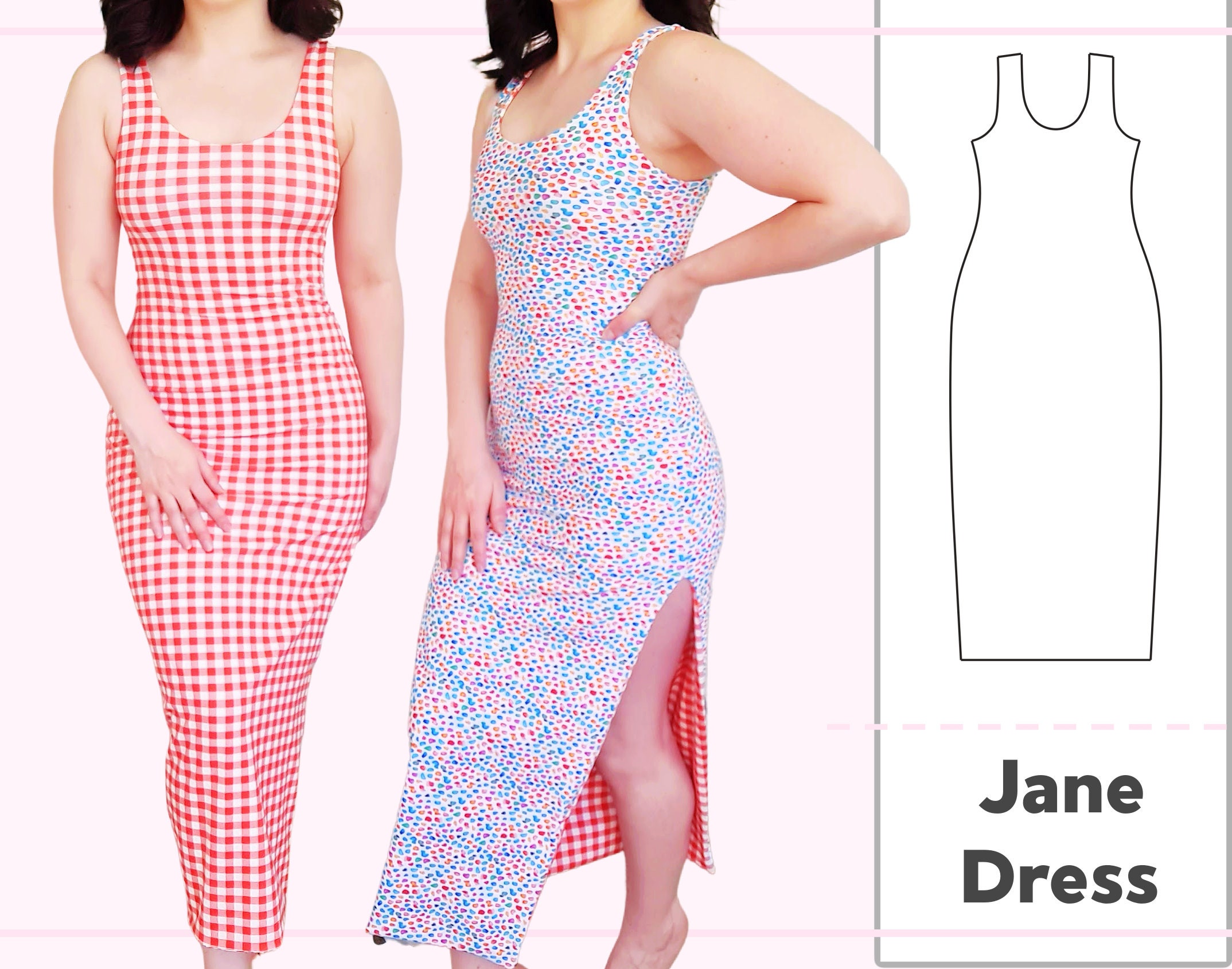 Women's Reversible Maxi Bodycon Dress With Slit Digital Etsy