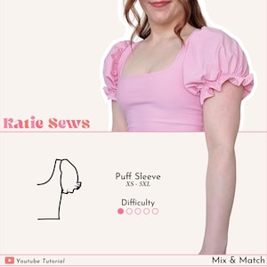 Puff Sleeve Sewing Pattern | Mix & Match | Add on Sleeves | Digital PDF Sewing Pattern | XS - 5XL | Instant Download