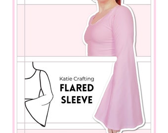 Flared Sleeve Sewing Pattern | Mix & Match | Add on Sleeves | Digital PDF Sewing Pattern | XS - 5XL | Instant Download