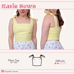 Women&#39;s Shirred Back Top Sewing Pattern | Digital PDF Sewing Pattern | XS - 5XL | Instant Download | Beginner Friendly