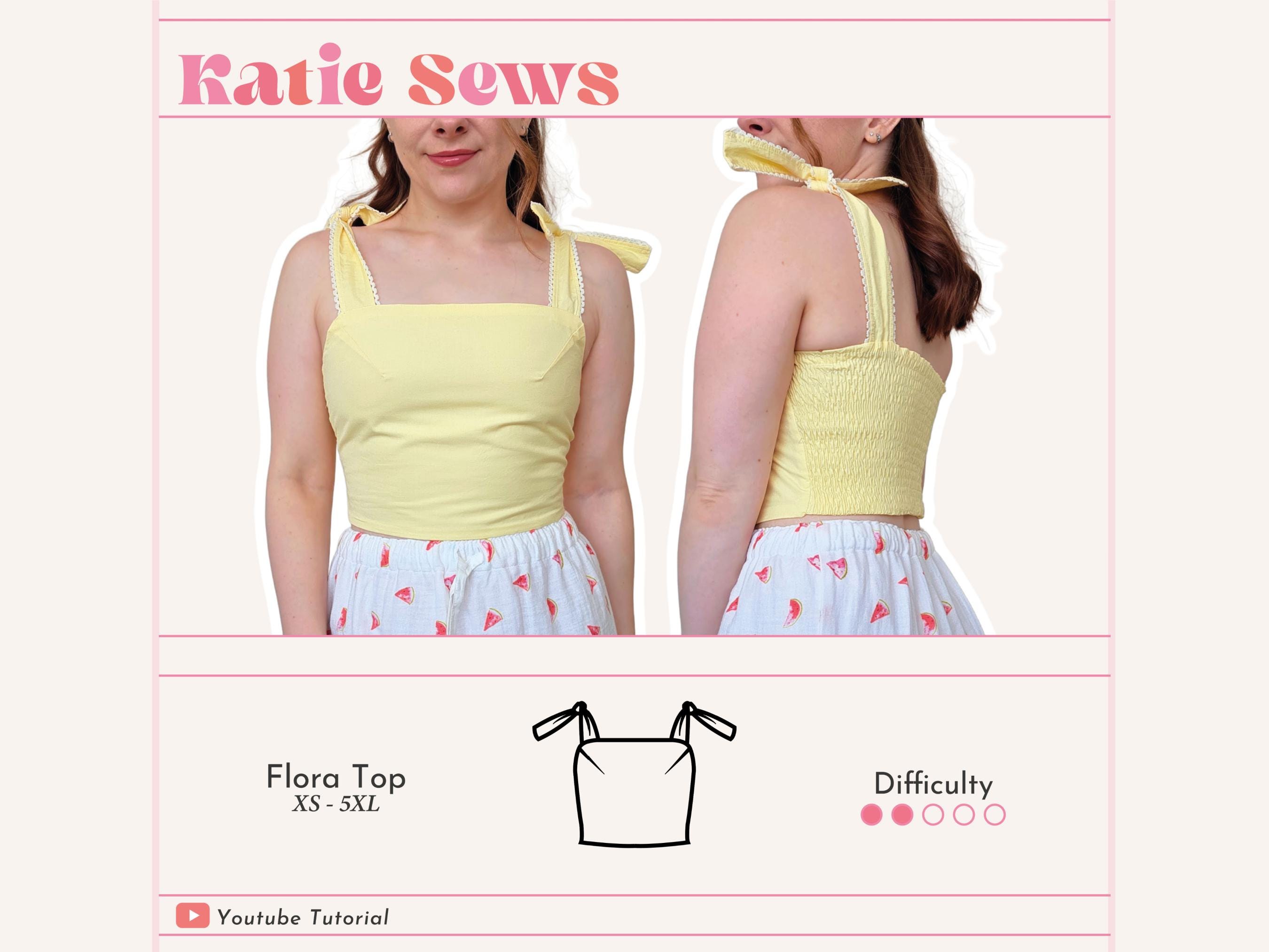 Tie Strap Shirred Back Top Sewing Pattern (digital PDF XS-5XL) - Etsy