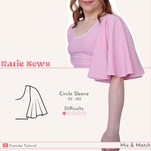 Circle Sleeve Sewing Pattern | Mix & Match | Add on Sleeves | Digital PDF Sewing Pattern | XS - 5XL | Instant Download