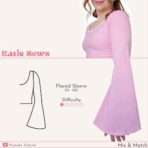 Flared Sleeve Sewing Pattern | Mix & Match | Add on Sleeves | Digital PDF Sewing Pattern | XS - 5XL | Instant Download