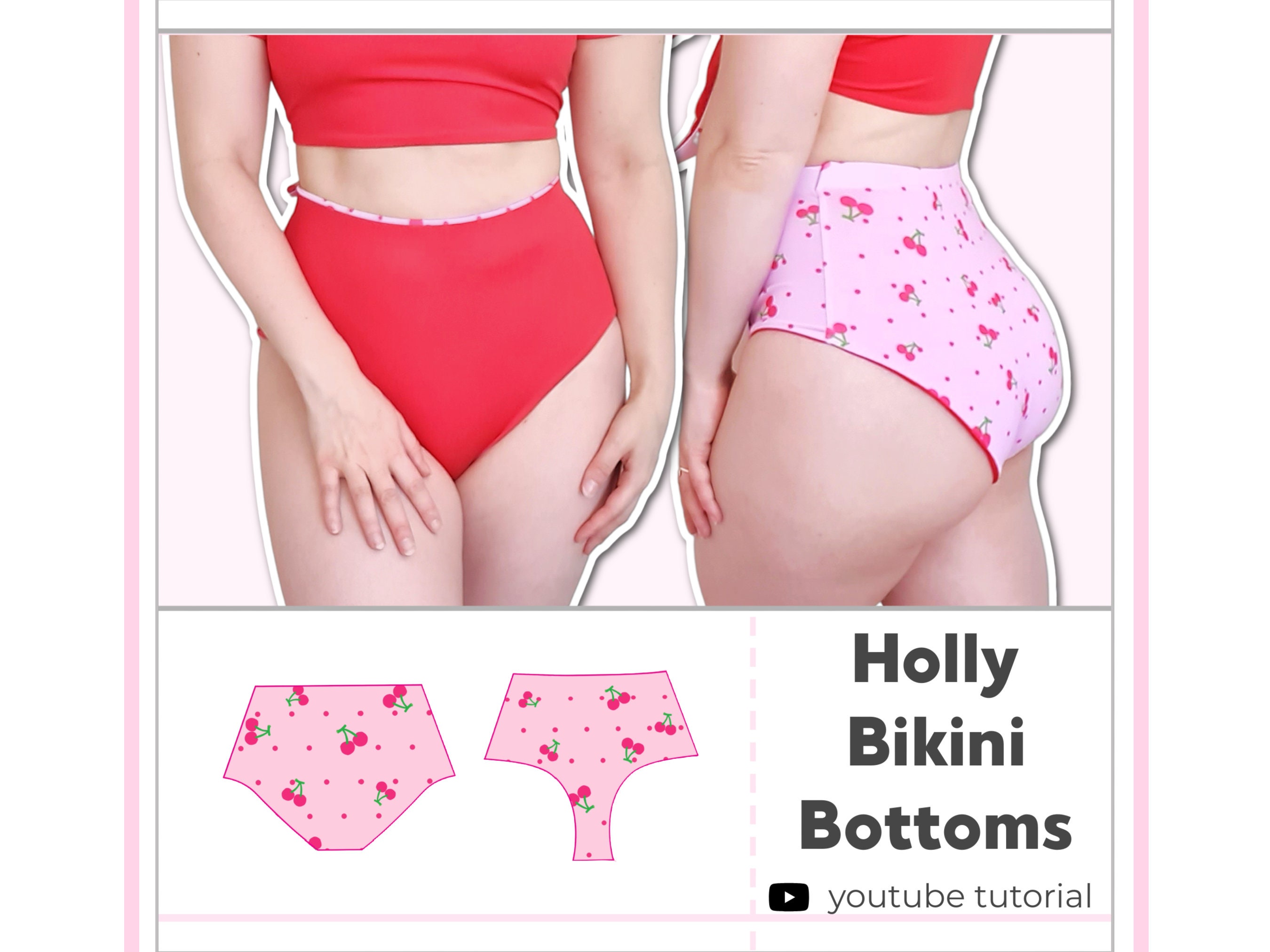 Women's Reversible High Waisted Bikini Bottoms Digital PDF Sewing