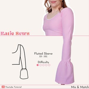 Fluted Sleeve Sewing Pattern | Mix & Match | Add on Sleeves | Digital PDF Sewing Pattern | XS - 5XL | Instant Download