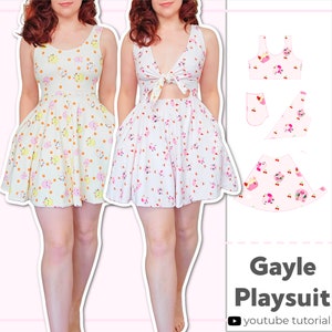 Women's Reversible 4 Way Tie Front Playsuit/Romper With Pockets | Digital PDF Sewing Pattern | XS - 5XL | Instant Download