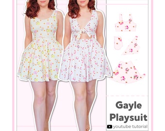 Women's Reversible 4 Way Tie Front Playsuit/Romper With Pockets | Digital PDF Sewing Pattern | XS - 5XL | Instant Download