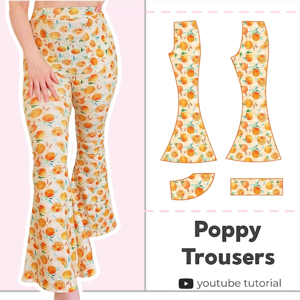 Flared Trousers With Pockets | Digital PDF Sewing Pattern | XS - 5XL | Instant Download