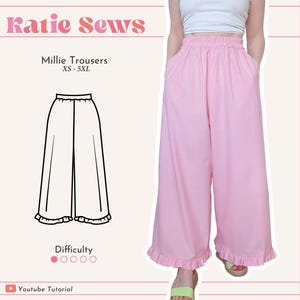 Patrón de costura para pantalones y shorts: cintura elástica y bolsillos (PDF digital, tallas XS-5XL)