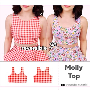 Women&#39;s Reversible 4 Way Crop Top | Digital PDF Sewing Pattern | XS - 5XL | Instant Download