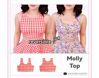 Women's Reversible 4 Way Crop Top | Digital PDF Sewing Pattern | XS - 5XL | Instant Download