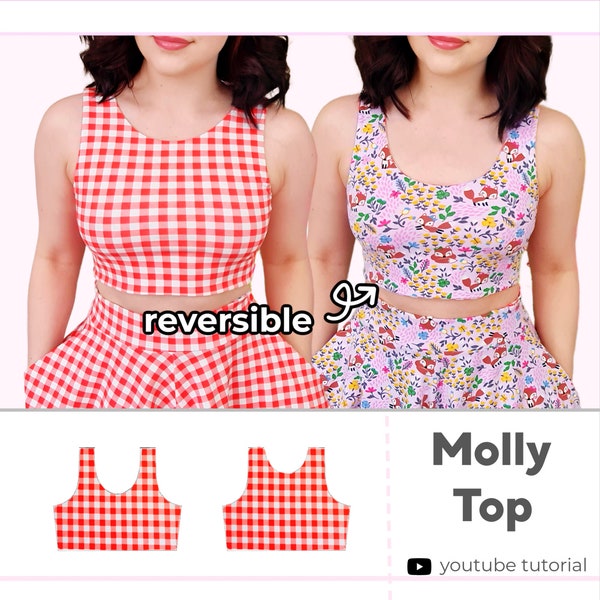 Women's Reversible 4 Way Crop Top | Digital PDF Sewing Pattern | XS - 5XL | Instant Download