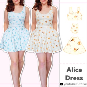 Women&#39;s Reversible Mini Skater Dress With Pockets | Digital PDF Sewing Pattern | XS - 5XL | Instant Download