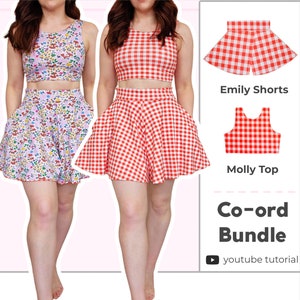 A-line Shorts & Crop Top Reversible Co-ord | Sewing Bundle | Digital PDF Sewing Pattern | XS - 5XL | Instant Download