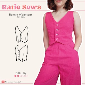 Women's Reversible Waistcoat Sewing Pattern (Digital PDF XS-5XL)