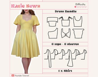 Dress Bundle Sewing Pattern: Mix & Match (Digital PDF XS-5XL)
