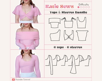 Tops and Sleeves Sewing Pattern Bundle: Mix & Match (Digital PDF XS-5XL)