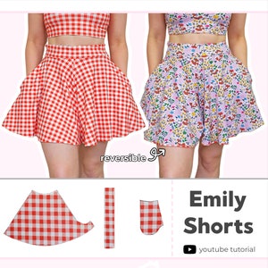 Women's Reversible A-Line Shorts With Pockets | Digital PDF Sewing Pattern | XS - 5XL | Instant Download