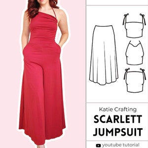 Wide Leg Multiway Jumpsuit Pattern | Multiple Neckline Options | Digital PDF Sewing Pattern | XS - 5XL | Instant Download