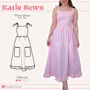 Women&#39;s Shirred Back Dress Sewing Pattern | With Pockets | Digital PDF Sewing Pattern | XS - 5XL | Instant Download | Beginner Friendly