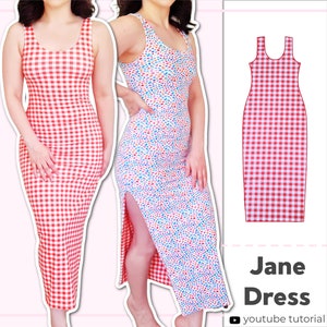 Women's Reversible Maxi Bodycon Dress With Slit | Digital PDF Sewing Pattern | XS - 5XL | Instant Download