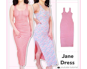 Women's Reversible Maxi Bodycon Dress With Slit | Digital PDF Sewing Pattern | XS - 5XL | Instant Download