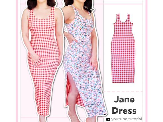 bodycon dress pattern pdf Bodycon Dress Sewing Pattern, Long Sleeve (PDF Pattern, US 2-30/XS-5XL)