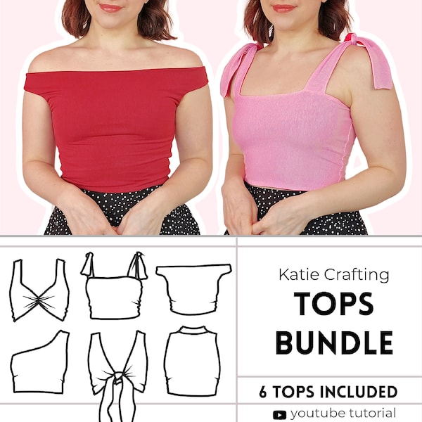 Tops Bundle Sewing Pattern | 6 Mix & Match Tops | Digital PDF Sewing Pattern | XS - 5XL | Instant Download | Beginner Friendly